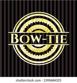 Bow-tie gold emblem or badge. Vector Illustration. Detailed.