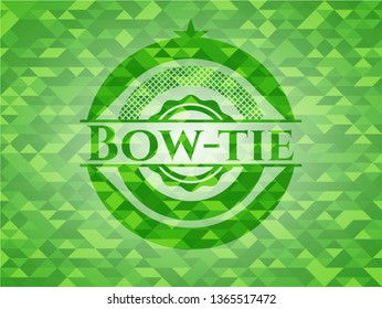 Bow-tie green emblem with mosaic ecological style background