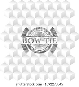 Bow-tie grey emblem. Vintage with geometric cube white background