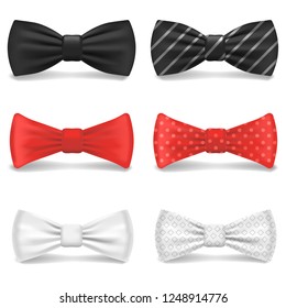 Bowtie icon set. Realistic set of bowtie vector icons for web design