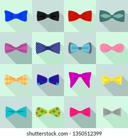 Bowtie icons set. Flat set of bowtie vector icons for web design