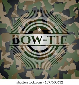 Bow-tie on camo texture. Vector Illustration. Detailed.