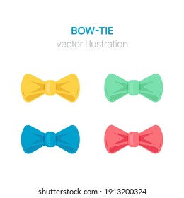 Bow-tie on isolated background. Set of vector colorful bow-ties 