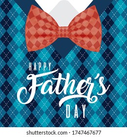 Bowtie on pattern pullover background design, Fathers day celebration and love theme Vector illustration