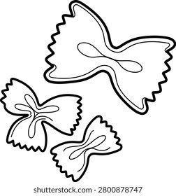 Bowtie Pasta Line Art Illustration Food Pasta Shapes Icon
