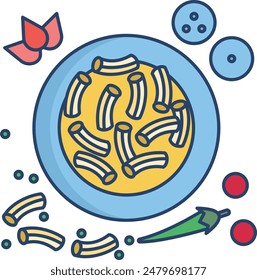 bow-tie pasta linear color illustration icon

