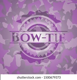 Bow-tie pink on camo texture. Vector Illustration. Detailed.