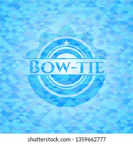 Bow-tie realistic light blue emblem. Mosaic background