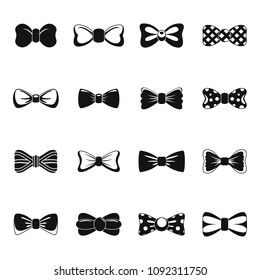 Bowtie ribbon man tuxedo icons set. Simple illustration of 16 bowtie ribbon man tuxedo vector icons for web