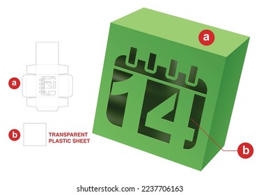 Box mit 14-tägiger Fenstervorlage und 3D-Mockup