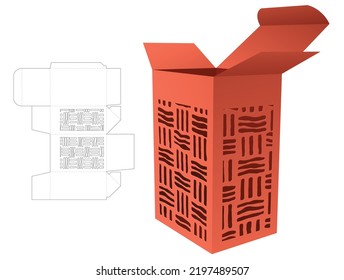 Box with 2 stenciled striped windows die cut template and 3D mockup