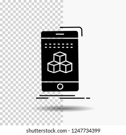 box, 3d, cube, smartphone, product Glyph Icon on Transparent Background. Black Icon