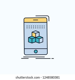 box, 3d, cube, smartphone, product Flat Icon. green and Yellow sign and symbols for website and Mobile appliation. vector illustration