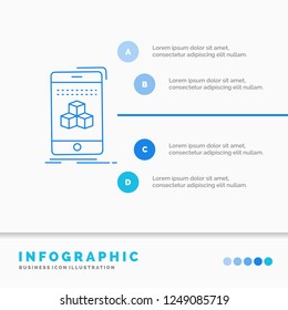 box, 3d, cube, smartphone, product Infographics Template for Website and Presentation. Line Blue icon infographic style vector illustration