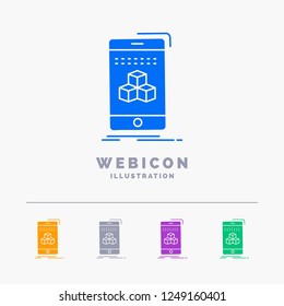 box, 3d, cube, smartphone, product 5 Color Glyph Web Icon Template isolated on white. Vector illustration