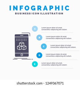 box, 3d, cube, smartphone, product Infographics Template for Website and Presentation. GLyph Gray icon with Blue infographic style vector illustration.