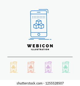 box, 3d, cube, smartphone, product 5 Color Line Web Icon Template isolated on white. Vector illustration