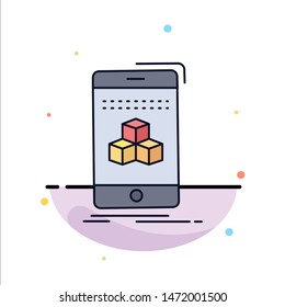 box, 3d, cube, smartphone, product Flat Color Icon Vector