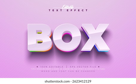 Box 3D Text Effect Design Editable and Scalable Vector Graphic Style Effect with Shadow and Rainbow Color Multilevel Lettering on Pastel Background. Premium Typography Illustration Template