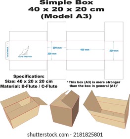 Box with the A3 model is simple and common in the market.
But this box has more power than other common boxes.
What makes it stronger, is the flaps that meet each other in the middle of the box.
