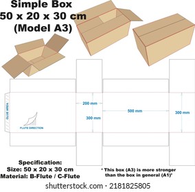 Box with the A3 model is simple and common in the market.
But this box has more power than other common boxes.
What makes it stronger, is the flaps that meet each other in the middle of the box.