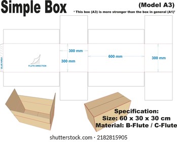 Box with the A3 model is simple and common in the market.
But this box has more power than other common boxes.
What makes it stronger, is the flaps that meet each other in the middle of the box.