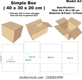 Box with the A3 model is simple and common in the market.
But this box has more power than other common boxes.
What makes it stronger, is the flaps that meet each other in the middle of the box.