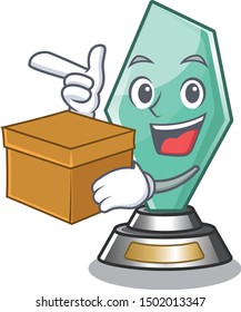 With box acrylic trophy isolated with the mascot