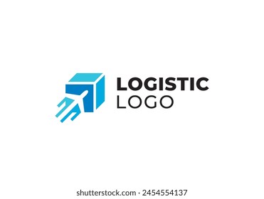 Box mit Flugzeuglogo. Lieferauftrag Logistik Symbol Vektorgrafik Design