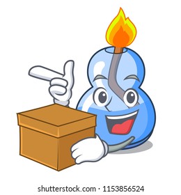 With box alcohol burner character cartoon