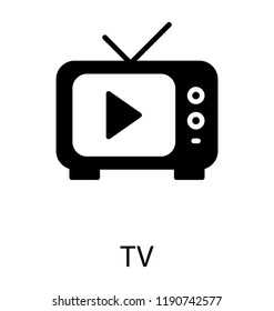 Box with antenna and play button is television 