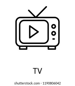 Box with antenna and play button is television 