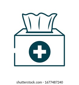 box of antibacterial wipes icon over white background, line style, vector illustration