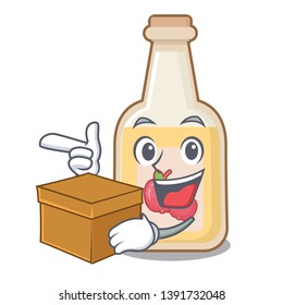 With box apple cider isolated with the mascot