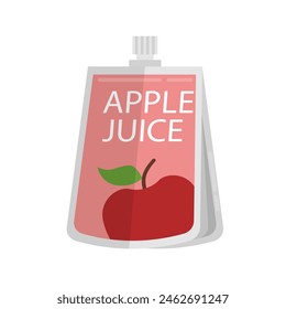 Caja de zumo de manzana. Ilustración vectorial de estilo plano, aislada sobre fondo blanco.