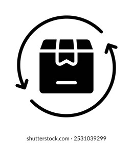 Box with arrow, concept icon of parcel return in trendy style