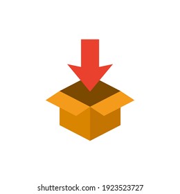 Box with arrow down icon, Box Package Delivery Shipping Move Arrow down in color icon, isolated on white background 