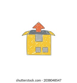 Box with arrow up icon in color icon, isolated on white background 