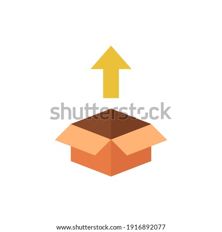 Box with arrow up icon in color icon, isolated on white background 