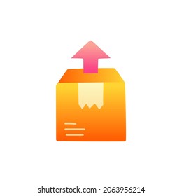 Box with arrow up icon in gradient color style, isolated on white background 