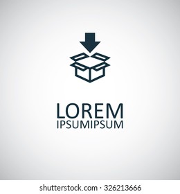 box arrow icon, on white background
