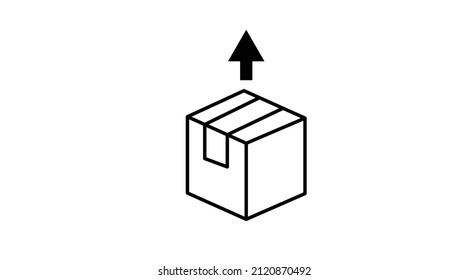 Box and Arrow Icon. Vector isolated editable flat black and white illustration