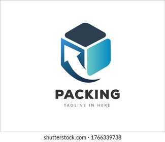 box with arrow packing delivery order logistic logo symbol design illustration