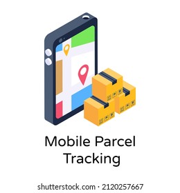 Caja con flechas que denotan un icono isométrico de las direcciones de entrega 

