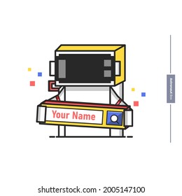 box astronaut. brings a search button, perfect for
business,web,sticker,illustration character,vector eps 10