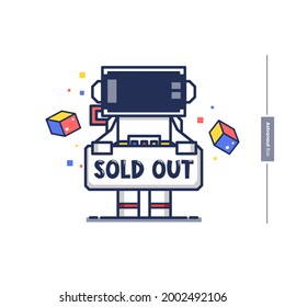 box astronaut. carries the words sold out, perfect for
business,web,sticker,illustration character,vector eps 10