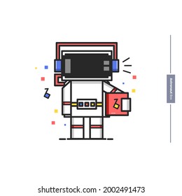 box astronaut.bring a music box, perfect for
business,web,sticker,illustration character,vector eps 10