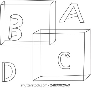 box and A , B , C, D letter logo design 