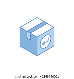 Box with backward arrow, concept of parcel return isometric icon 

