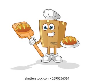 box baker with bread cartoon. cartoon mascot vector